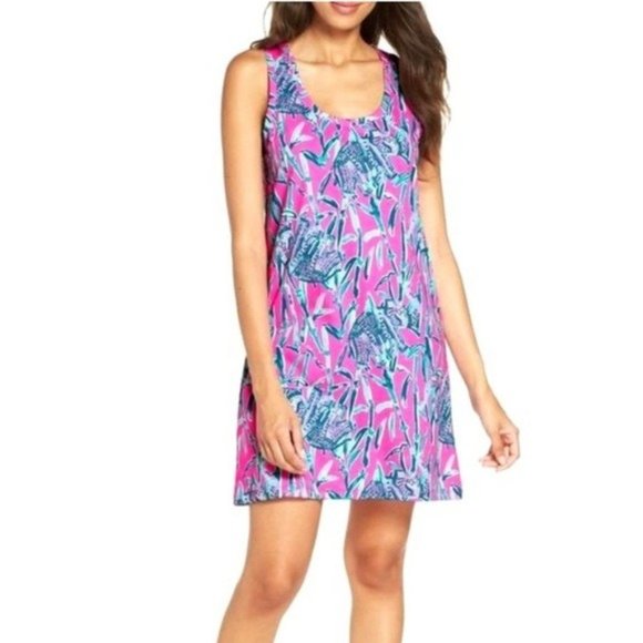 Lilly Pulitzer Hot Pink Elephant Shift Raylee Tank Dress - Picture 1 of 5